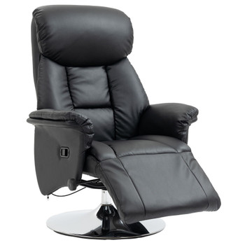 HOMCOM Swivel Recliner, Adjustable PU Leather Upholstered Recliner Chair with Footrest, Padded Arms and Steel Base, Black