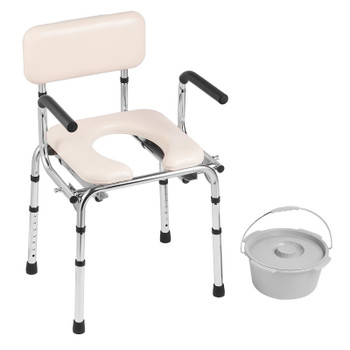 VEVOR Commode Chair, Bedside Commode with Padded Seat, Drop-Down Arms, 7-Level Adjustable Height, 5.8L Removable Bucket, Easy to Assemble, 350LBS Capacity, Portable Toilet for Adults Seniors VEVOR Commode Chair, Bedside Commode with Padded Seat, Drop-Down Arms, 7-Level Adjustable Height, 5.8L Removable Bucket, Easy to Assemble, 350LBS Capacity, Portable Toilet for Adults Seniors
