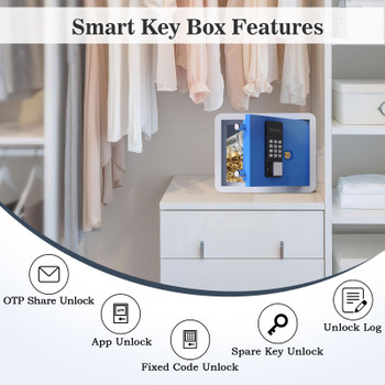 WeHere Safe Box with Digital Lock,Small Security Box use App/One-Time Password/Fixed Code/Spare Key Unlock, Safe Cabinet for Home, Office, Hotel Storage Gun, Money, Jewelry, 0.45 Cubic Feet