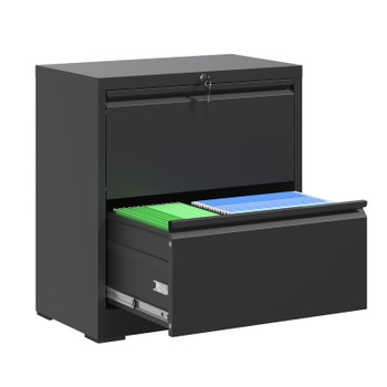 2 Drawer Lateral File Cabinet with Lock, Metal Lateral Filing Cabinet for Home Office, Steel Wide Horizontal Filing Cabinets for Letter/Legal/A4/F4 Hanging Files (Black)
