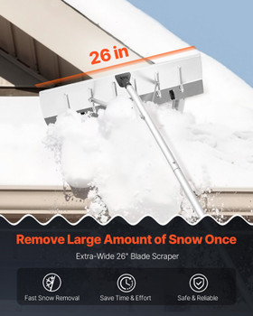 VEVOR Snow Roof Rake, 26 in Aluminum Blade, 7.5-20 ft Adjustable Roof Snow Scraper with Wheels, Anti-Slip Handle Snows Removal Tool, Lightweight House Rooftop Rake for Leaves Debris Removal