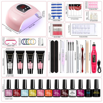 10-Piece Gel Nail Polish Kit with 18 LED Nail Lamp and 4-Piece Extension Gel Nail Polish Tool Set Ideal for Home Nail Salons and Beginners