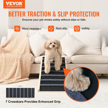 VEVOR Dog Ramp, Folding Pet Ramp for Bed, Adjustable Dog Ramp for Small, Large, Old Dogs & Cats, Wooden Pet Ramp with 39.3" Long Ramp, Adjustable from 15" to 22", Suitable for Couch, Sofa, Car VEVOR Dog Ramp, Folding Pet Ramp for Bed, Adjustable Dog Ramp for Small, Large, Old Dogs & Cats, Wooden Pet Ramp with 39.3" Long Ramp, Adjustable from 15" to 22", Suitable for Couch, Sofa, Car