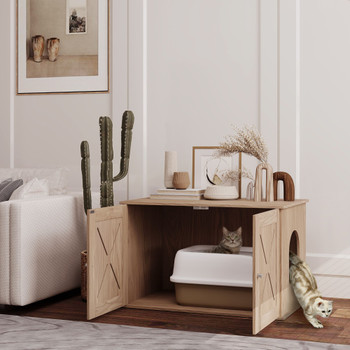 PawHut Hidden Cat Litter Box Enclosure with Ventilated Door, Cat Hole, Cat Washroom, Indoor Cat House, Walnut PawHut Hidden Cat Litter Box Enclosure with Ventilated Door, Cat Hole, Cat Washroom, Indoor Cat House, Walnut