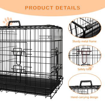 Dog Crate, 36 Inch Medium Dog Cage with Divider and Plastic Leak-Proof Pan Tray, Double Door Folding Metal Wire Cage for Indoor, Outdoor, and Travel, Made in Vietnam Dog Crate, 36 Inch Medium Dog Cage with Divider and Plastic Leak-Proof Pan Tray, Double Door Folding Metal Wire Cage for Indoor, Outdoor, and Travel, Made in Vietnam