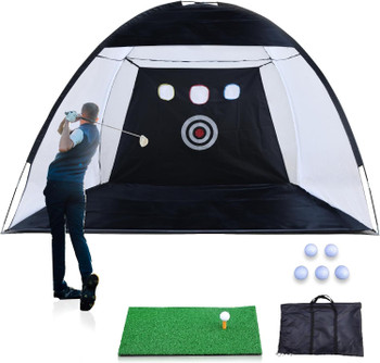 Golf Net, 10x7ft Golf Practice Net and Mat, Golf Hitting Nets Golf Driving Net with Target/Mat/Balls/Tee/Bag for Backyard Home Driving Training Swing Indoor/Outdoor