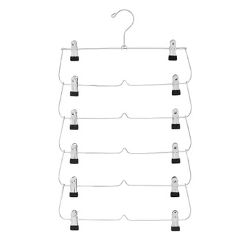 (3 pack) 6-Tier Pant & Skirt Hanger, Heavy Duty Chrome Metal, Space Saving, 1 Count