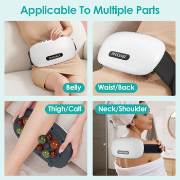 Red Light Heating Abdominal Massager with Real Bian Stone - Dual Rotating Heads, 5 Massage Modes 3 Speeds, 2500mAh Battery, Adjustable Belt for Menstrual & Bloating Relief