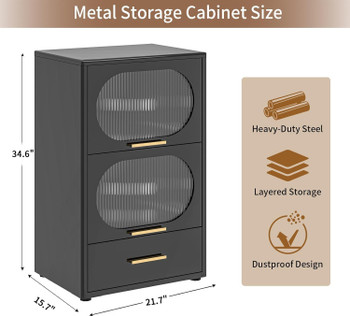 Kitchen Storage Cabinet, Metal Pantry Cabinet with Flip-up Doors, Microwave Stand with Drawer and Shelves, Freestanding Barkers Rack with Storage for Dinning Living Room Bathroom (White/black 2-Tiers)