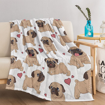 1pc Cute Cartoon Lapdog Heart Pattern Cute Pet Style Soft And Skin Friendly Blanket Cover Blanket Casual Blanket