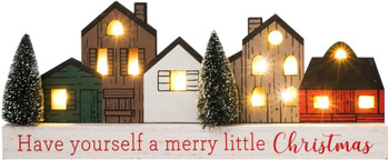 Christmas Decorations for Home Led Lighted Merry Christmas Tree Decor with Timer Wooden Rustic Farmhouse Tabletop Block Xmas Party Holiday Signs