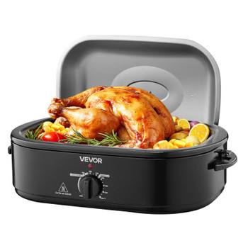 Roaster Oven, 18QT Fast-Cooking Turkey Roaster, 150-450°F Adjustable Temperature Turkey Oven with Self-Basting Lid, Removable Pan and Rack, Defrost & Warm Function, Electric Roasting Pan for Home