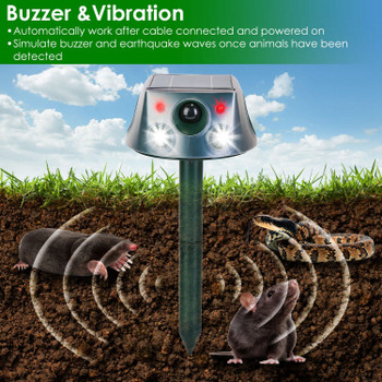 Outdoor Animal Repeller - 3 Efficient Modes, Solar/Type-C Charging, IP66 Waterproof, Buzzer Vibration, Easy Install for Garden Yard Farm