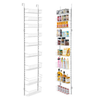 9-Tier Over the Door Pantry Organizer Hanging Storage Rack Adjustable Kitchen