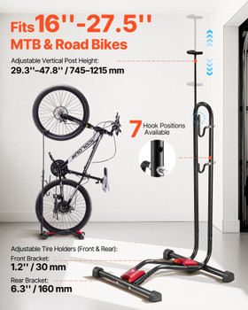 Bicycle Storage Floor Freestanding Bike Rack for 16 to 27.5 Inch MTB & Road Bike