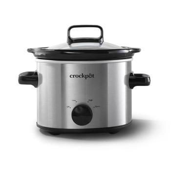 Pot 2qt Manual Slow Cooker - Stainless Steel: 3 Settings, Reheat & Warmer, Stay-Cool Handles, Dishwasher-Safe Parts