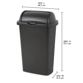13 Gallon Roll Top Wastebasket, Large Trash Can with Easy Open Lift Lid for Kitchen, Black