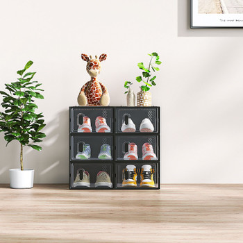 6/12/18/24/36PCS Stackable Shoe Storage Cabinet with Clear Front Door Plastic Sneaker Organizer Box for Entryway Closet or Bedroom Dustproof Shoe Case for Men and Women