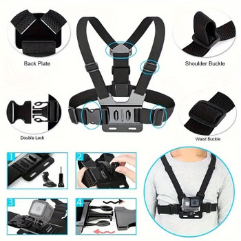 Chest Strap Cell Phone Holder,  Adjustable Cell Phone Chest Strap Holder, Outdoor Riding Chest Strap Holder, First View Shooting Accessory For Skiing, Riding, Boating, Hunting, Sports