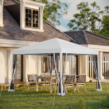 10' x 10' Pop-Up Outdoor Canopy with Sidewalls & Mesh Walls, Instant Setup, Cream White, for Events & Patio
