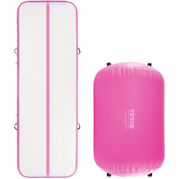 VEVOR Inflatable Gymnastics Air Mat Set, 2 PCS Tumbling Mat, Tumble Track with Electric Pump, Air Roller Barrel Gymnastics Equipment, Training Mats for Home Use/Gym/Yoga/Cheerleading/Beach/Park/Water