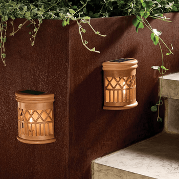 2pk 10L Filament Woven Deck Solar Outdoor Fence Accent Table Lamp