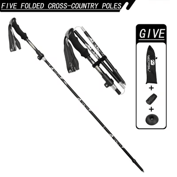 Green 5-Section Collapsible Hiking Poles, Durable Lightweight Trekking Sticks for All Terrain Walking & Trekking