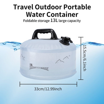 13L Portable Water Bag, Durable Leak-Proof Bucket, Collapsible Water Container, Suitable For Outdoor Camping, BBQ, Hiking, Travel, Backpacking, Rvs,Outdoor Adventures, Emergency Home Water Storage