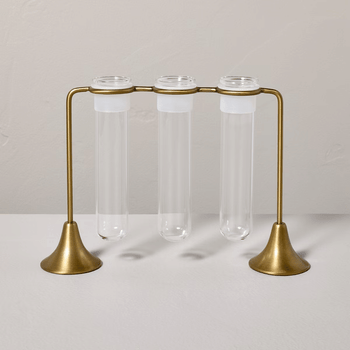 Brass and Glass Plant Propagation Vase Set