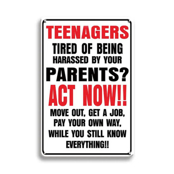 CIFbuy Funny Teenager Bored With Parents Metal Aluminum Sign Vintage Wall Decor for Man Cave Office Garage Bar 8x12 Inches (TikTok, temu pick-up service)