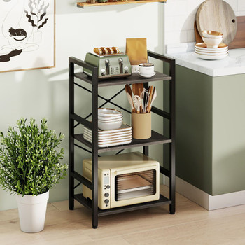 4-Tier Bookshelf with Metal Frame and Wooden Storage Racks for Study