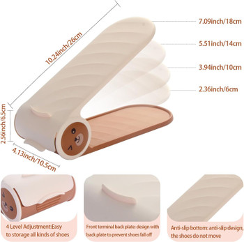 Shoe Organizer 10 Pack,Shoes Organizer for Closet Over Door Storage,Space Savers 50%, 4 Levels Adjustable Thickening Double Layer Shoe Holders