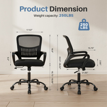 The adjustable rotating back-style computer desk and chair not only offers comfortable lumbar support but also comes with comfortable armrests.