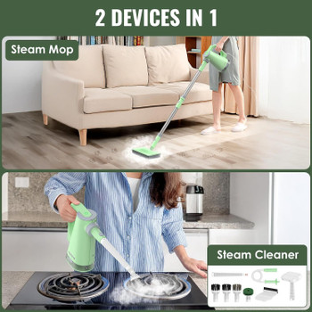 Steam Mop & Detachable Handheld Steam Cleaner for Home and Floor Cleaning, 15s Heat-Up, 230°F Floor Steamer for Deep Cleaning with Multi-purpose Attachments Hardwood Floors Tile Grout Furniture