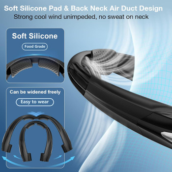 Neck Fan, 6 Speeds Adjustable Portable Personal Fan Rechargeable, Faster Cooling Wearable Fan, Ultra Quiet for Home, Office, Travel, Outdoor