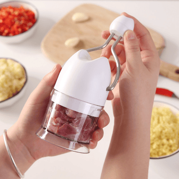 Manual Food Chopper, 3-Blade Stainless Steel Garlic Mincer, Hand-Press Onion Cutter & Vegetable Blender for Garlic, Onion, Chili, Nuts, BPA-Free Kitchen Tool