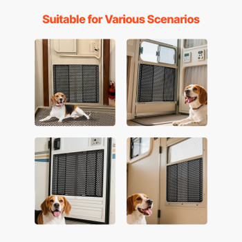 RV Screen Door Protector, Adjusts from 22 to 31.5 inch, Adjustable Door Grille, Easy to Install, Reinforced Breathable Honeycomb Holes, Iron Camper RV Entry Protector for Pet Protection, Black