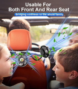 Dual Head Gooseneck Car Cooling Fans for Back Seat for Kids, USB Car Headrest Cooling Fan for Baby Rear Facing, Car Seat Cooler That Blow Cold Air for Vehicles Sedan SUV Rv Truck Without Ac