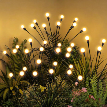 Solar Garden Lights, LED Swaying Solar Lights Outdoor Waterproof, Warm White Firefly Outdoor Decorative Lights, Garden Decor, Yard, Patio, Pathway Decoration Gardening Gifts
