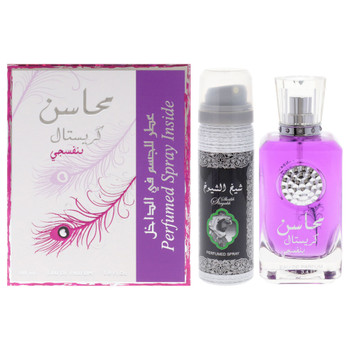 Mahasin Crystal Violet by Lattafa for Women - 2 Pc Gift Set 3.4oz EDP Spray, 1.7oz Perfumed Spray