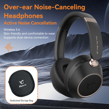 CYBORIS Active Noise Cancelling Headphones, Bluetooth 5.4 Wireless on Ear ANC Headphone with 65H Playtime, Deep Bass, Low Latency, Foldable Headset with Mic for Travel/Office/PC (Black)