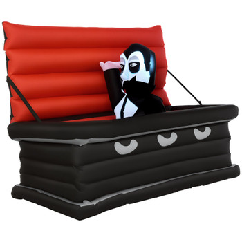 6FT W Halloween Inflatables Outdoor Decorations Vampire and Giant Coffin, Blow Up LED Yard Decor, for Garden, Lawn, Party, Holiday
