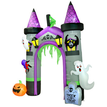 12ft Large Inflatable Halloween Archway with Ghost, Pumpkin, Spider and Bat
