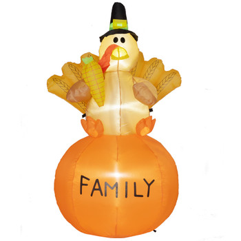 4.9ft Inflatable Thanksgiving Turkey, Blow Up LED Display for Garden Indoor Outdoor