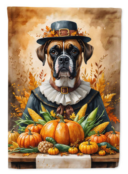 Boxer Thanksgiving House Flag Large Porch Sleeve Pole Decorative Outside Yard Banner Artwork Wall Hanging, Polyester, House Size, Multicolor