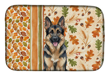 German Shepherd Heirloom Fall Dish Drying Mat Absorbent Dish Drying Mat Pad for Kitchen Counter Dish Drainer Mat for Countertop, 14 x 21", Multicolor