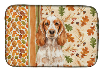 Orange Roan English Cocker Spaniel Heirloom Fall Dish Drying Mat Absorbent Dish Drying Mat Pad for Kitchen Counter Dish Drainer Mat for Countertop, 14 x 21", Multicolor