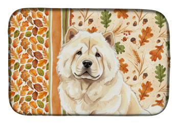 Cream Chow Chow Heirloom Fall Dish Drying Mat Absorbent Dish Drying Mat Pad for Kitchen Counter Dish Drainer Mat for Countertop, 14 x 21", Multicolor
