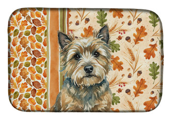 Cairn Terrier Heirloom Fall Dish Drying Mat Absorbent Dish Drying Mat Pad for Kitchen Counter Dish Drainer Mat for Countertop, 14 x 21", Multicolor