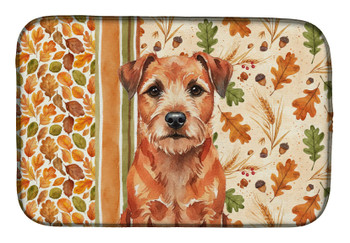 Red Border Terrier Heirloom Fall Dish Drying Mat Absorbent Dish Drying Mat Pad for Kitchen Counter Dish Drainer Mat for Countertop, 14 x 21", Multicolor